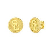 USC Trojans Gold Plated SC Interlock with Rope Border Post Earrings